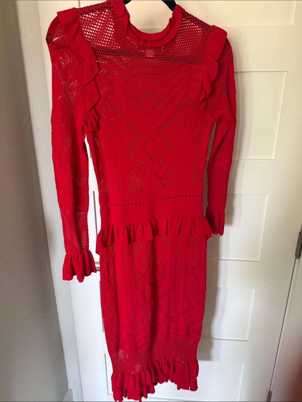 A.L.C. Vibrant Red Long-Sleeve Knit Midi Dress - Picture 5 of 5